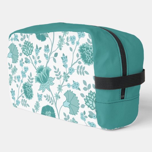 Jacobean Floral Lg Pattern Teals op wit Toilettasje (Linkerhoek)