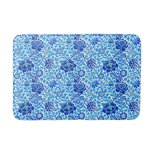 Jacobean Floral, Navy, White en Cerulean Blue Badmat (Voorkant)