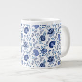 Jacobean Floral Pattern Blues op wit Grote Koffiekop (Voorkant rechts)