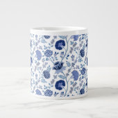 Jacobean Floral Pattern Blues op wit Grote Koffiekop (Voorkant)