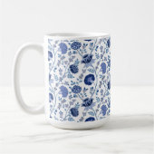 Jacobean Floral Pattern Blues op wit Koffiemok (Links)