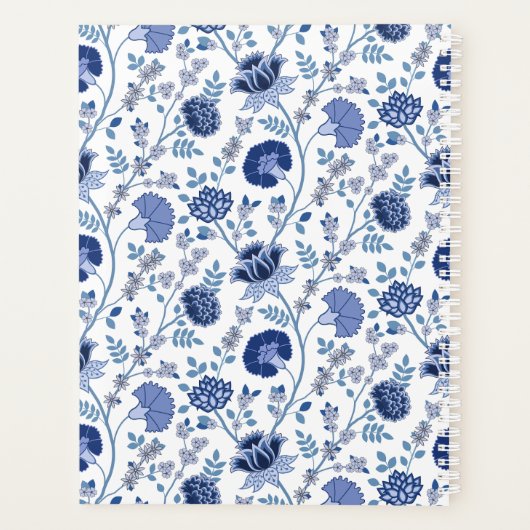 Jacobean Floral Pattern Blues op wit Planner (Achterkant)