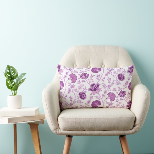 Jacobean Floral Pattern Pinks op wit Kussen (Stoel)