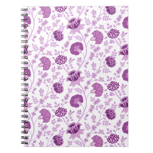 Jacobean Floral Pattern Pinks op wit Notitieboek (Voorkant)