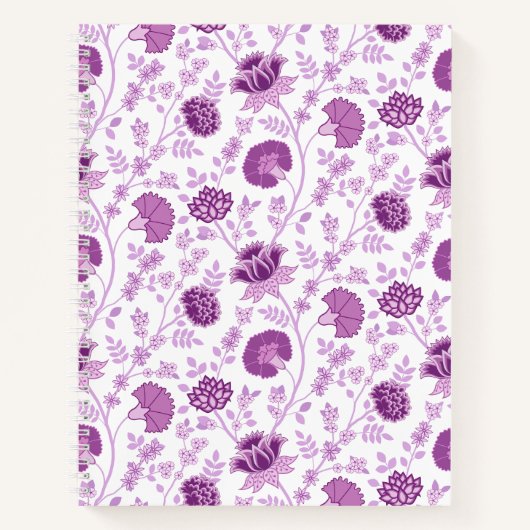 Jacobean Floral Pattern Pinks op wit Notitieboek (Voorkant)