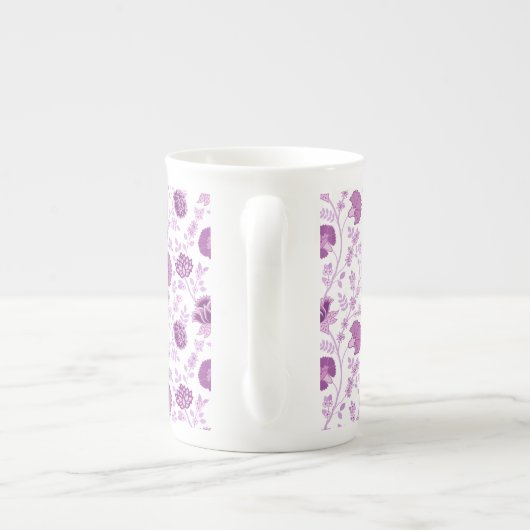 Jacobean Floral Pattern Pinks op wit Porselein Kop (Achterkant)