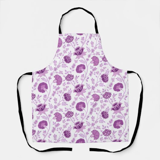 Jacobean Floral Pattern Pinks op wit Schort (Voorkant)
