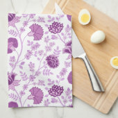 Jacobean Floral Pattern Pinks op wit Theedoek (Quarter Fold)