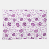 Jacobean Floral Pattern Pinks op wit Theedoek (Horizontaal)