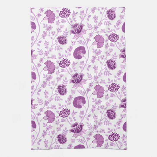 Jacobean Floral Pattern Pinks op wit Theedoek (Verticaal)