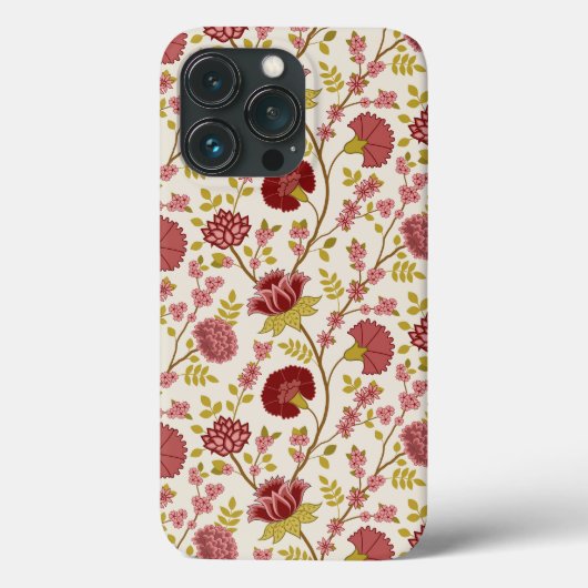 Jacobean Floral Pattern Reds Pinks Gold Cream Case-Mate iPhone Case (Achterkant)