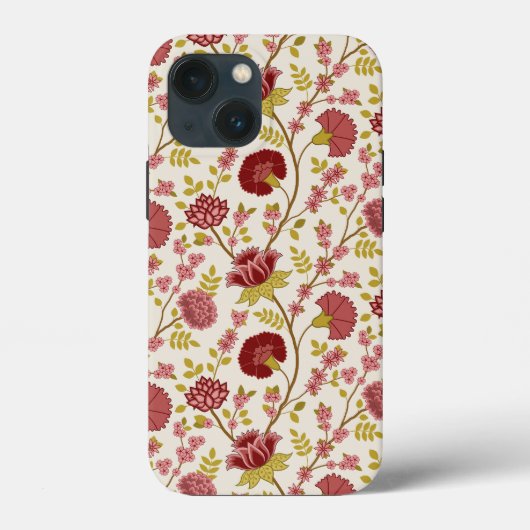 Jacobean Floral Pattern Reds Pinks Gold Cream Case-Mate iPhone Case (Achterkant)