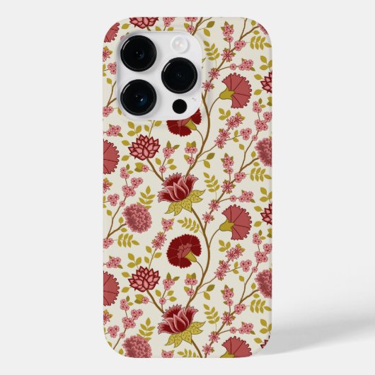 Jacobean Floral Pattern Reds Pinks Gold Cream Case-Mate iPhone Case (Achterkant)