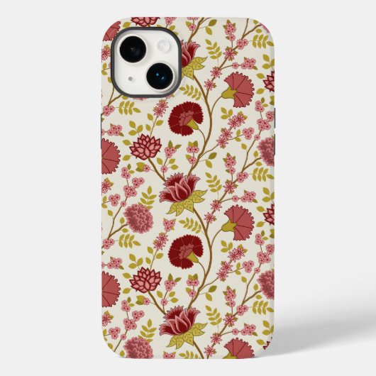 Jacobean Floral Pattern Reds Pinks Gold Cream Case-Mate iPhone Case (Achterkant)