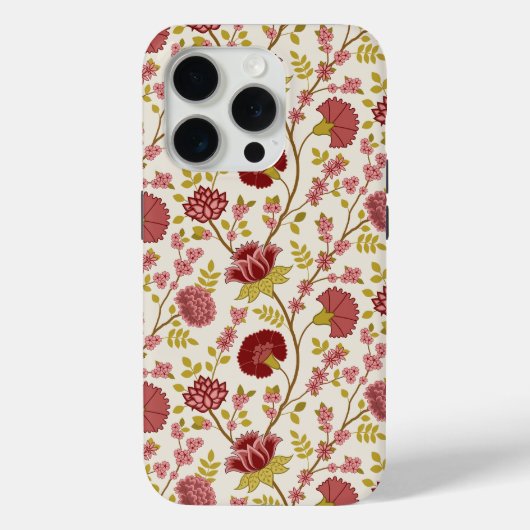 Jacobean Floral Pattern Reds Pinks Gold Cream Case-Mate iPhone Case (Achterkant)