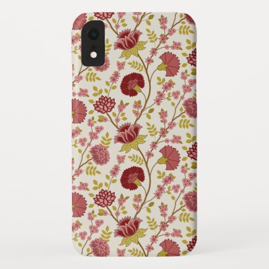 Jacobean Floral Pattern Reds Pinks Gold Cream Case-Mate iPhone Case (Achterkant)