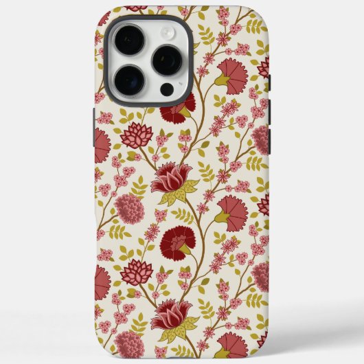 Jacobean Floral Pattern Reds Pinks Gold Cream Case-Mate iPhone Case (Achterkant)