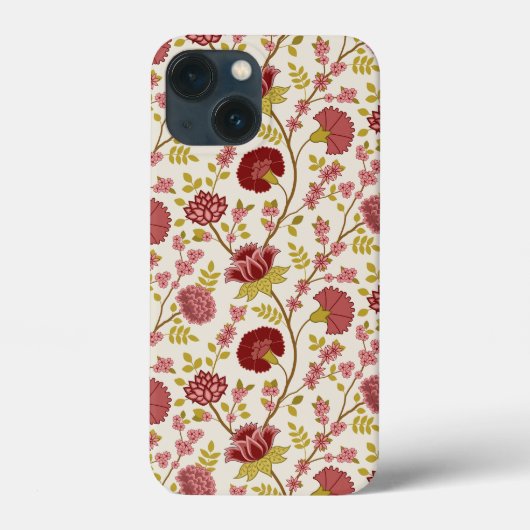 Jacobean Floral Pattern Reds Pinks Gold Cream Case-Mate iPhone Case (Achterkant)