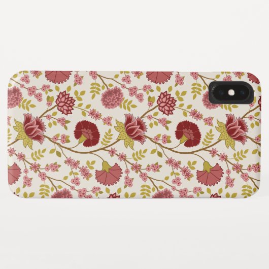 Jacobean Floral Pattern Reds Pinks Gold Cream Case-Mate iPhone Case (Achterkant (horizontaal))