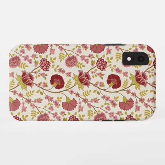 Jacobean Floral Pattern Reds Pinks Gold Cream Case-Mate iPhone Case (Achterkant (horizontaal))