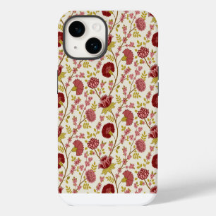 Jacobean Floral Pattern Reds Pinks Gold Cream Case-Mate iPhone 14 Hoesje