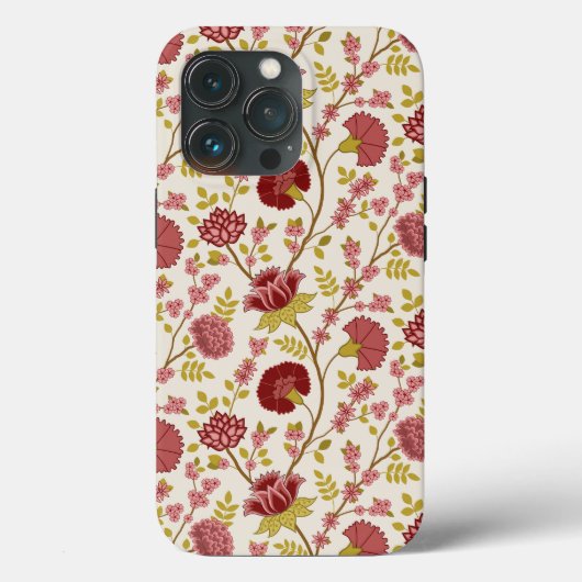 Jacobean Floral Pattern Reds Pinks Gold Cream Case-Mate iPhone Case (Achterkant)