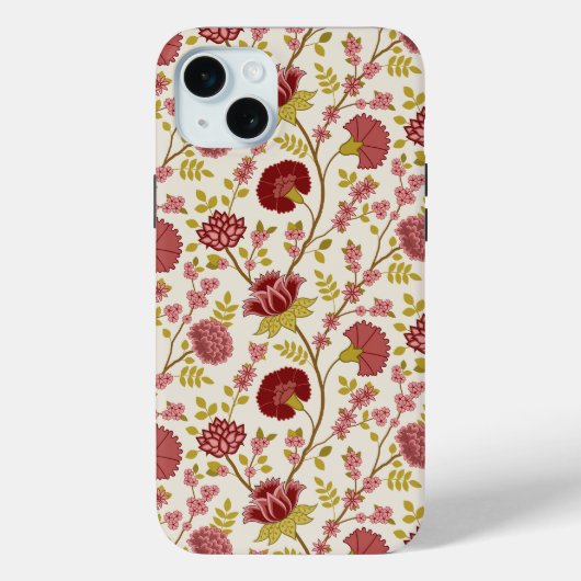 Jacobean Floral Pattern Reds Pinks Gold Cream Case-Mate iPhone Case (Achterkant)