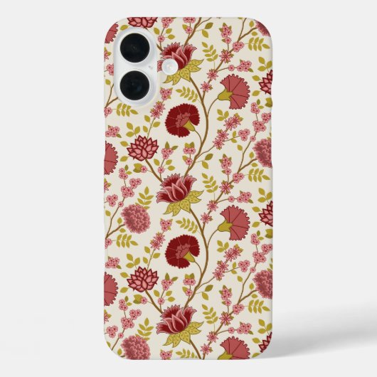 Jacobean Floral Pattern Reds Pinks Gold Cream Case-Mate iPhone Case (Achterkant)