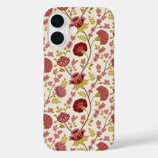 Jacobean Floral Pattern Reds Pinks Gold Cream Case-Mate iPhone Case (Achterkant)