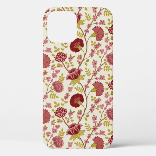 Jacobean Floral Pattern Reds Pinks Gold Cream Case-Mate iPhone Case (Achterkant)