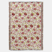 Jacobean Floral Pattern Reds Pinks Gold Cream Deken (Voorkant Verticaal)