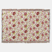 Jacobean Floral Pattern Reds Pinks Gold Cream Deken (Voorkant)