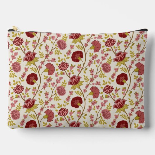 Jacobean Floral Pattern Reds Pinks Gold Cream Etui (Voorkant)