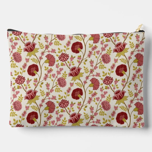 Jacobean Floral Pattern Reds Pinks Gold Cream Etui (Achterkant)