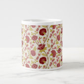 Jacobean Floral Pattern Reds Pinks Gold Cream Grote Koffiekop (Voorkant)