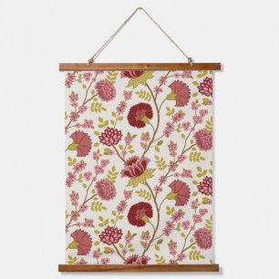 Jacobean Floral Pattern Reds Pinks Gold Cream Hangend Wandkleed