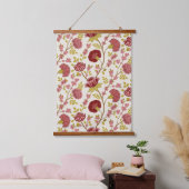Jacobean Floral Pattern Reds Pinks Gold Cream Hangend Wandkleed (Slaapkamer)