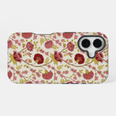 Jacobean Floral Pattern Reds Pinks Gold Cream iPhone 16 Hoesje (Achterkant horizontaal)