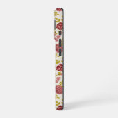Jacobean Floral Pattern Reds Pinks Gold Cream iPhone 16 Hoesje (Linkerkant)