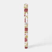 Jacobean Floral Pattern Reds Pinks Gold Cream iPhone 16 Hoesje (Linkerkant)