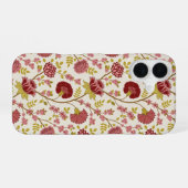 Jacobean Floral Pattern Reds Pinks Gold Cream iPhone 16 Hoesje (Achterkant horizontaal)