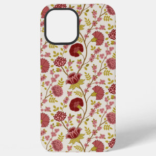 Jacobean Floral Pattern Reds Pinks Gold Cream iPhone 12 Pro Max Hoesje