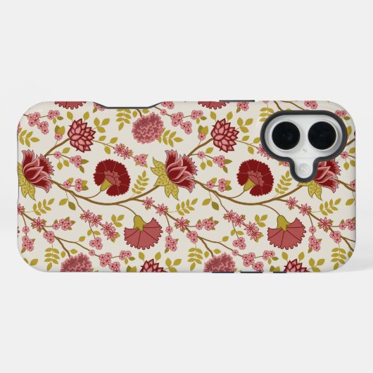 Jacobean Floral Pattern Reds Pinks Gold Cream iPhone Hoesje (Achterkant horizontaal)