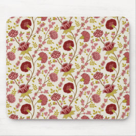 Jacobean Floral Pattern Reds Pinks Gold Cream Muismat