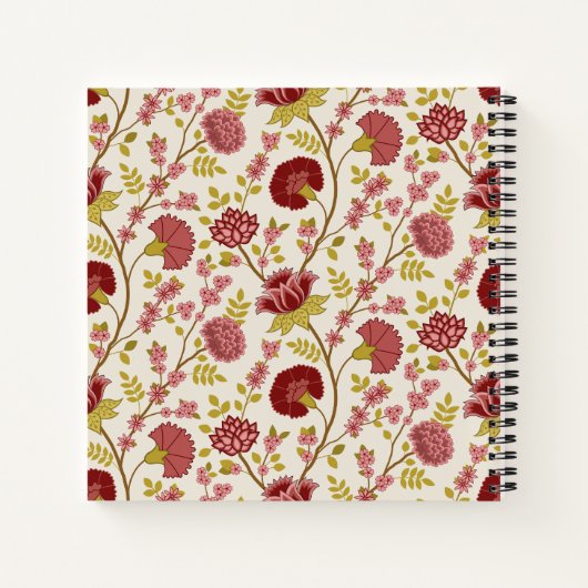Jacobean Floral Pattern Reds Pinks Gold Cream Notitieboek (Achterkant)