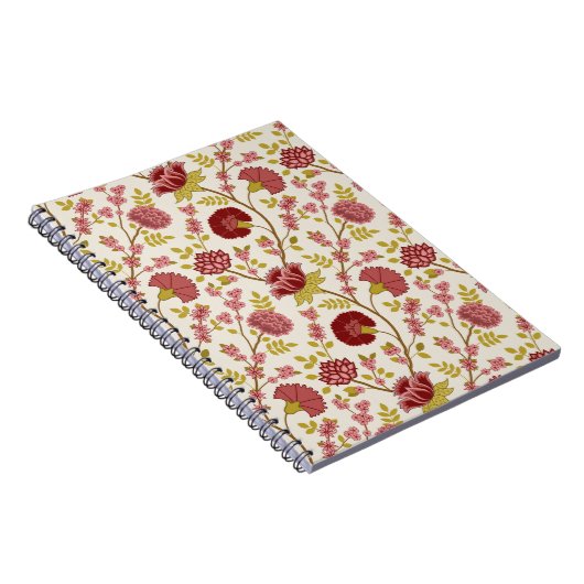 Jacobean Floral Pattern Reds Pinks Gold Cream Notitieboek (Rechterzijde)