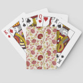 Jacobean Floral Pattern Reds Pinks Gold Cream Pokerkaarten (Achterkant)