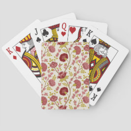 Jacobean Floral Pattern Reds Pinks Gold Cream Pokerkaarten