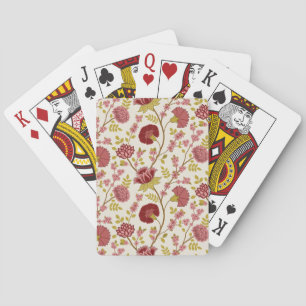 Jacobean Floral Pattern Reds Pinks Gold Cream Pokerkaarten