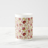 Jacobean Floral Pattern Reds Pinks Gold Cream Porselein Kop (Voorkant)